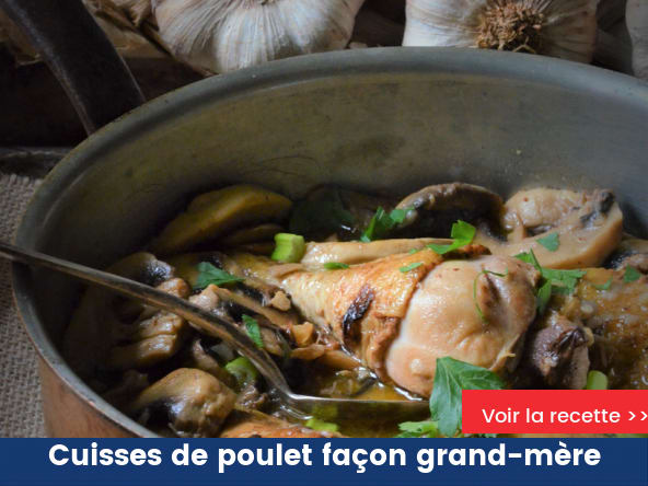 Cuisses de poulet aux champignons façon grand mère